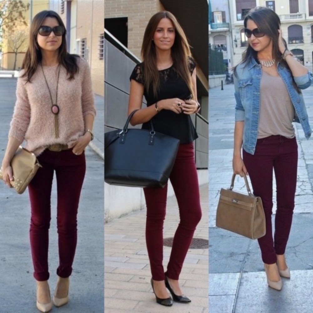 Zara Trafaluc Pants Maroon